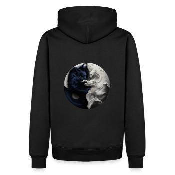 Yin Yang Schwarz Weiß - Männer Premium Bio Hoodie - Schwarz - Hinten - Nico (187cm)