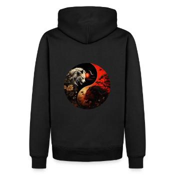 Yin Yang - Sweat à capuche Premium bio Homme - noir - Dos - Nico (187cm)