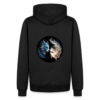 Chats Yin Yang - Sweat à capuche Premium bio Homme - noir - Dos - Nico (187cm)