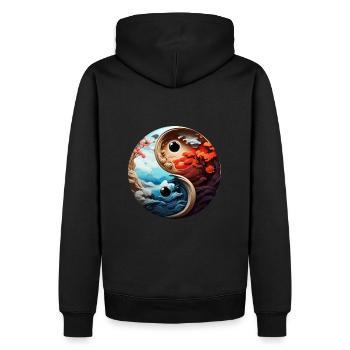 Yin Yang - Sweat à capuche Premium bio Homme - noir - Dos - Nico (187cm)