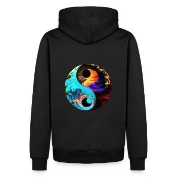 Yin Yang - Männer Premium Bio Hoodie - Schwarz - Hinten - Nico (187cm)