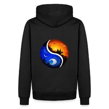 Yin Yang - Männer Premium Bio Hoodie - Schwarz - Hinten - Nico (187cm)