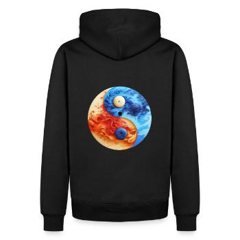 Yin Yang - Männer Premium Bio Hoodie - Schwarz - Hinten - Nico (187cm)