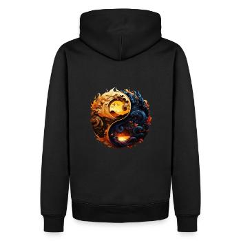 Yin Yang - Männer Premium Bio Hoodie - Schwarz - Hinten - Nico (187cm)