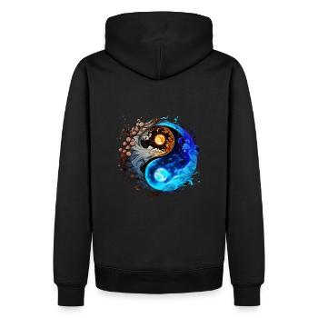 Yin Yang - Sweat à capuche Premium bio Homme - noir - Dos - Nico (187cm)