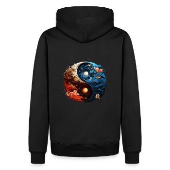 Yin Yang - Männer Premium Bio Hoodie - Schwarz - Hinten - Nico (187cm)