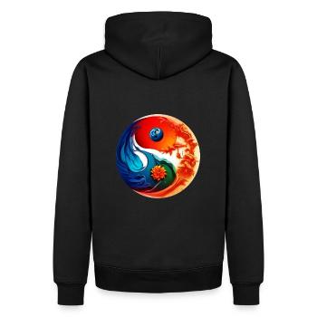 Yin Yang - Männer Premium Bio Hoodie - Schwarz - Hinten - Nico (187cm)