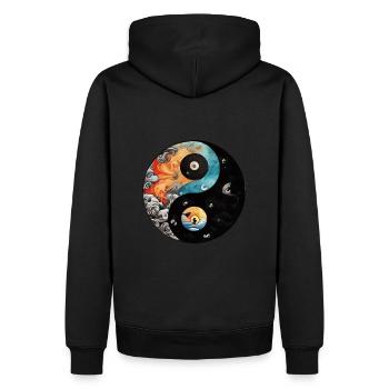 Yin Yang - Männer Premium Bio Hoodie - Schwarz - Hinten - Nico (187cm)