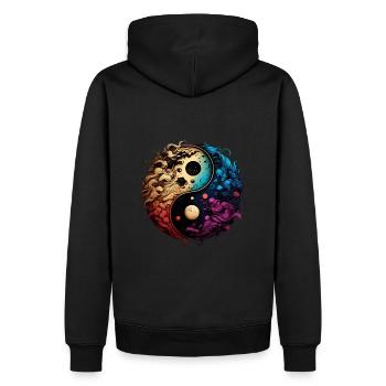 Yin Yang - Männer Premium Bio Hoodie - Schwarz - Hinten - Nico (187cm)