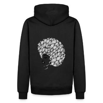 Afro femme - Sweat à capuche Premium bio Homme - noir - Dos - Nico (187cm)