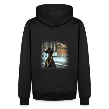 Caffee to go für den Tod - Männer Premium Bio Hoodie - Schwarz - Hinten - Nico (187cm)