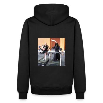 Fühlst du dieses leichte Stechen in der Brust? - Männer Premium Bio Hoodie - Schwarz - Hinten - Nico (187cm)