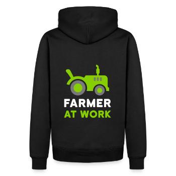 Agriculteur au travail (tracteur ouvert) - Sweat à capuche Premium bio Homme - noir - Dos - Nico (187cm)