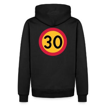 30 km / h Verkehrszeichen Vektor-Design - Männer Premium Bio Hoodie - Schwarz - Hinten - Nico (187cm)