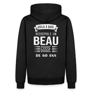 60e anniversaire beau gosse cadeau humour 60 ans - Sweat à capuche Premium bio Homme - noir - Dos - Nico (187cm)