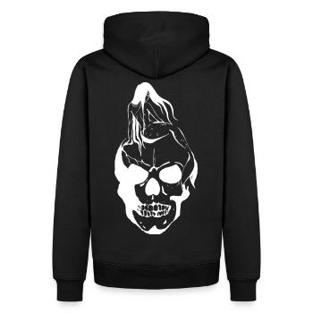Mermaid on Skull - Men’s Premium Organic Hoodie - black - Back - Nico (187cm)