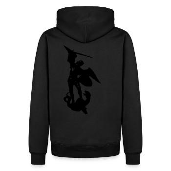 Sancte Michael - Herre Premium økologisk hoodie - sort - Bagpå - Nico (187cm)