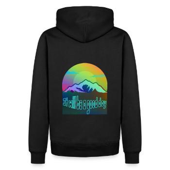 bonne journée, amour de la nature, joie de vivre - Sweat à capuche Premium bio Homme - noir - Dos - Nico (187cm)