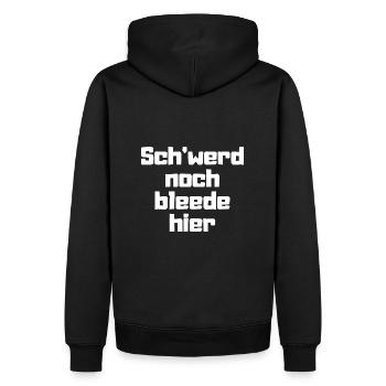 'werd noch bleede hier - Männer Premium Bio Hoodie - Schwarz - Hinten - Nico (187cm)