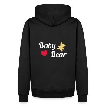 ★ Designfarben änderbar ★ Baby bear (Bär, Herz) - Männer Premium Bio Hoodie - Schwarz - Hinten - Nico (187cm)