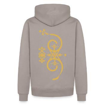 Amazigh-Berber-Symbol - Männer Premium Bio Hoodie - Taupe - Hinten - Nico (187cm)