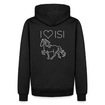 I love Isi, blanc - Sweat à capuche Premium bio Homme - noir - Dos - Nico (187cm)