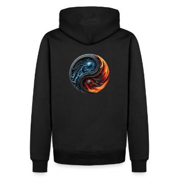 Ying Yang Feuer und Eis - Männer Premium Bio Hoodie - Schwarz - Hinten - Nico (187cm)