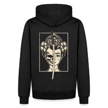 Japon Femme Geisha Mort Crâne Squelette Katana - Sweat à capuche Premium bio Homme - noir - Dos - Nico (187cm)