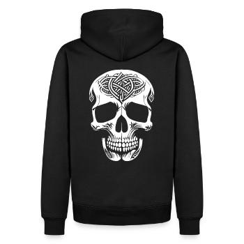 Crâne de style celtique - Sweat à capuche Premium bio Homme - noir - Dos - Nico (187cm)