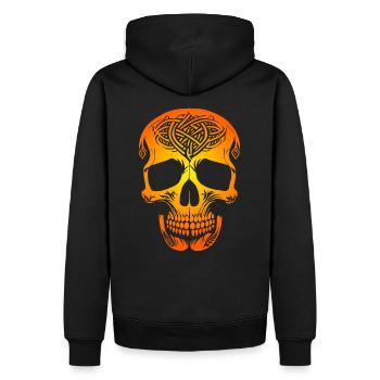 Goldener Kelten Totenkopf - Männer Premium Bio Hoodie - Schwarz - Hinten - Nico (187cm)