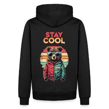 Chilling in bear style - Men’s Premium Organic Hoodie - black - Back - Nico (187cm)