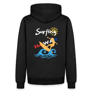 Beach Vibes Surfen auf Hawaii - Männer Premium Bio Hoodie - Schwarz - Hinten - Nico (187cm)