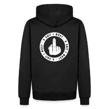 Mittelfinger - einen Scheiß muss ich - Männer Premium Bio Hoodie - Schwarz - Hinten - Nico (187cm)