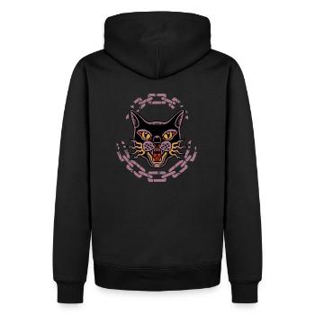 Style de tatouage de chat sauvage - Sweat à capuche Premium bio Homme - noir - Dos - Nico (187cm)