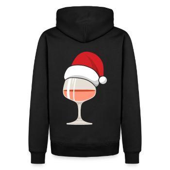 Wein Weihnachtsmann Mütze Ugly Christmas Weinglas - Männer Premium Bio Hoodie - Schwarz - Hinten - Nico (187cm)
