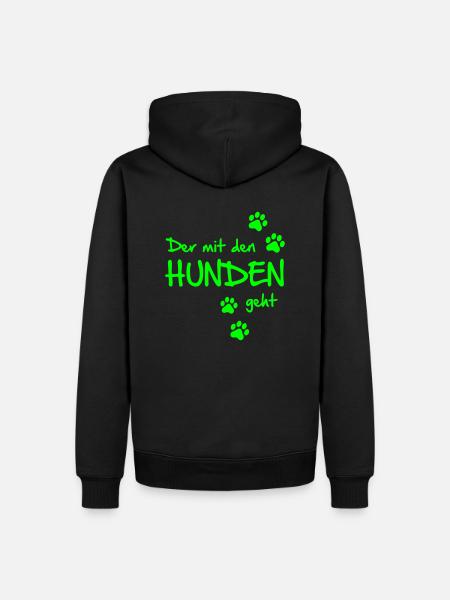 Der mit den Hunden geht - Männer Premium Bio Hoodie - Schwarz