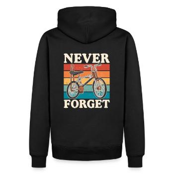 Never Forget Vintage Bonanzarad Männer - Männer Premium Bio Hoodie - Schwarz - Hinten - Nico (187cm)
