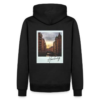 Hamburg Speicherstadt - Men’s Premium Organic Hoodie - black - Back - Nico (187cm)