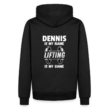 Conception de gymnase Hommes personnalisés - Sweat à capuche Premium bio Homme - noir - Dos - Nico (187cm)