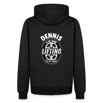 Conception personnalisée de chemises de gym pour hommes - Sweat à capuche Premium bio Homme - noir - Dos - Nico (187cm)