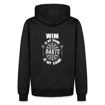Conception de t-shirt à fléchettes personnalisé pour le joueur de fléchettes Wim - Sweat à capuche Premium bio Homme - noir - Dos - Nico (187cm)