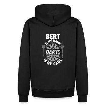 Conception de t-shirt à fléchettes personnalisé pour le joueur de fléchettes Bert - Sweat à capuche Premium bio Homme - noir - Dos - Nico (187cm)