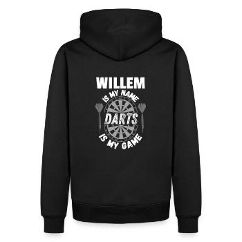Conception de fléchettes pour Willem. Joueur de fléchettes personnalisé - Sweat à capuche Premium bio Homme - noir - Dos - Nico (187cm)
