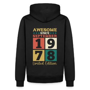 Awesome September 1978 44. Geburtstag Geschenk - Männer Premium Bio Hoodie - Schwarz - Hinten - Nico (187cm)