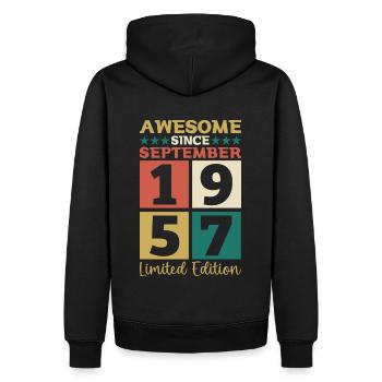 Awesome September 1957 65. Geburtstag Geschenk - Männer Premium Bio Hoodie - Schwarz - Hinten - Nico (187cm)