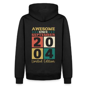 Awesome September 2004 18th Birthday Gift - Men’s Premium Organic Hoodie - black - Back - Nico (187cm)