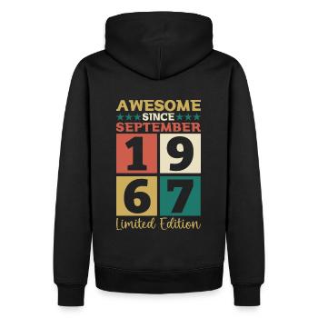 Awesome September 1967 55th Birthday Gift - Men’s Premium Organic Hoodie - black - Back - Nico (187cm)