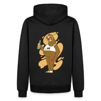 Paresseux avec tennis de table bat bière ping pong - Sweat à capuche Premium bio Homme - noir - Dos - Nico (187cm)
