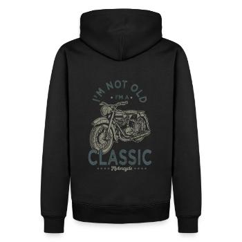 nicht alt Ich bin klassisches T-Shirt Motorrad - Männer Premium Bio Hoodie - Schwarz - Hinten - Nico (187cm)