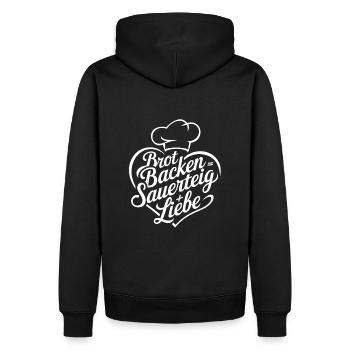 Backen mit Sauerteig und Liebe - Männer Premium Bio Hoodie - Schwarz - Hinten - Nico (187cm)